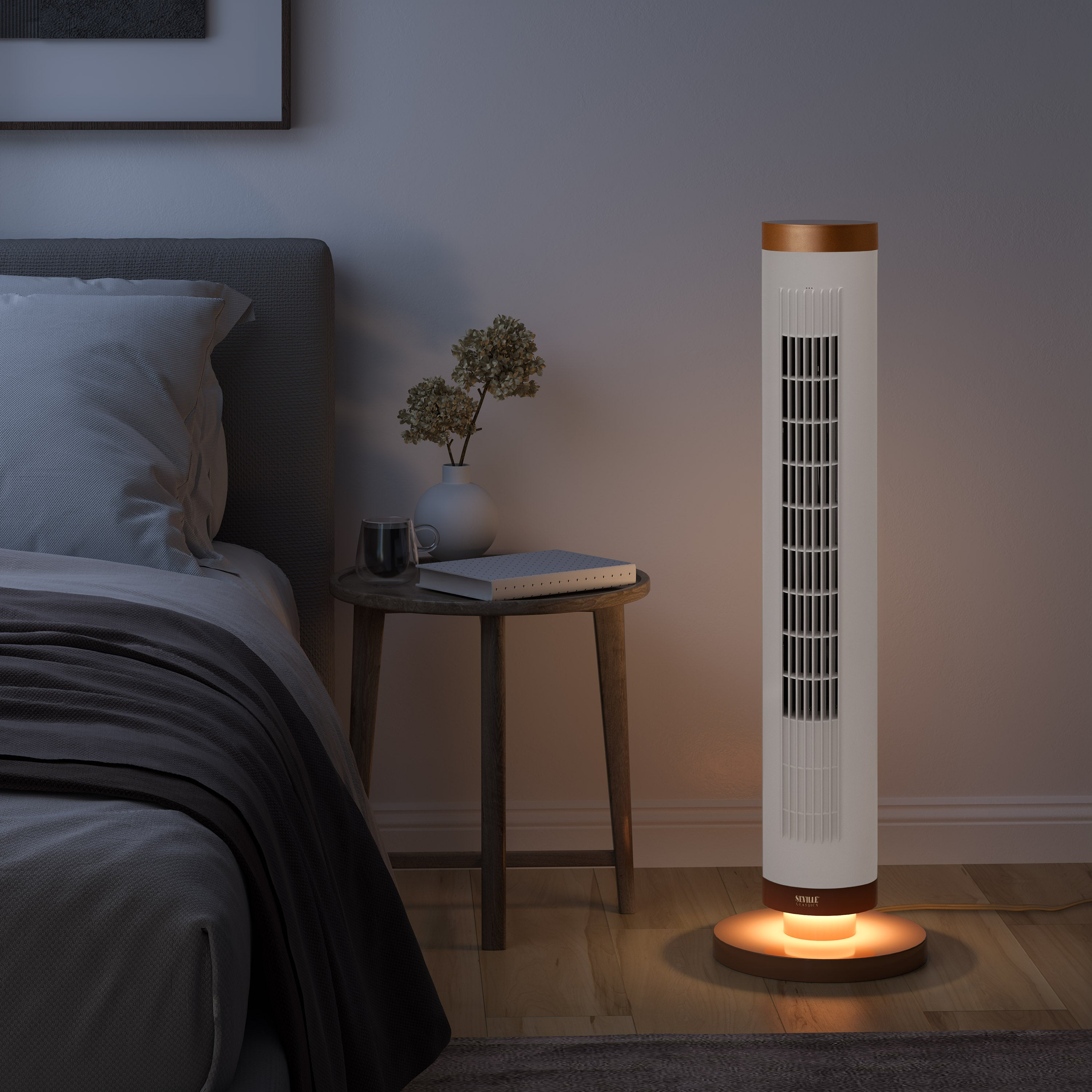 New Seville Classics Tower Fan with Base Light