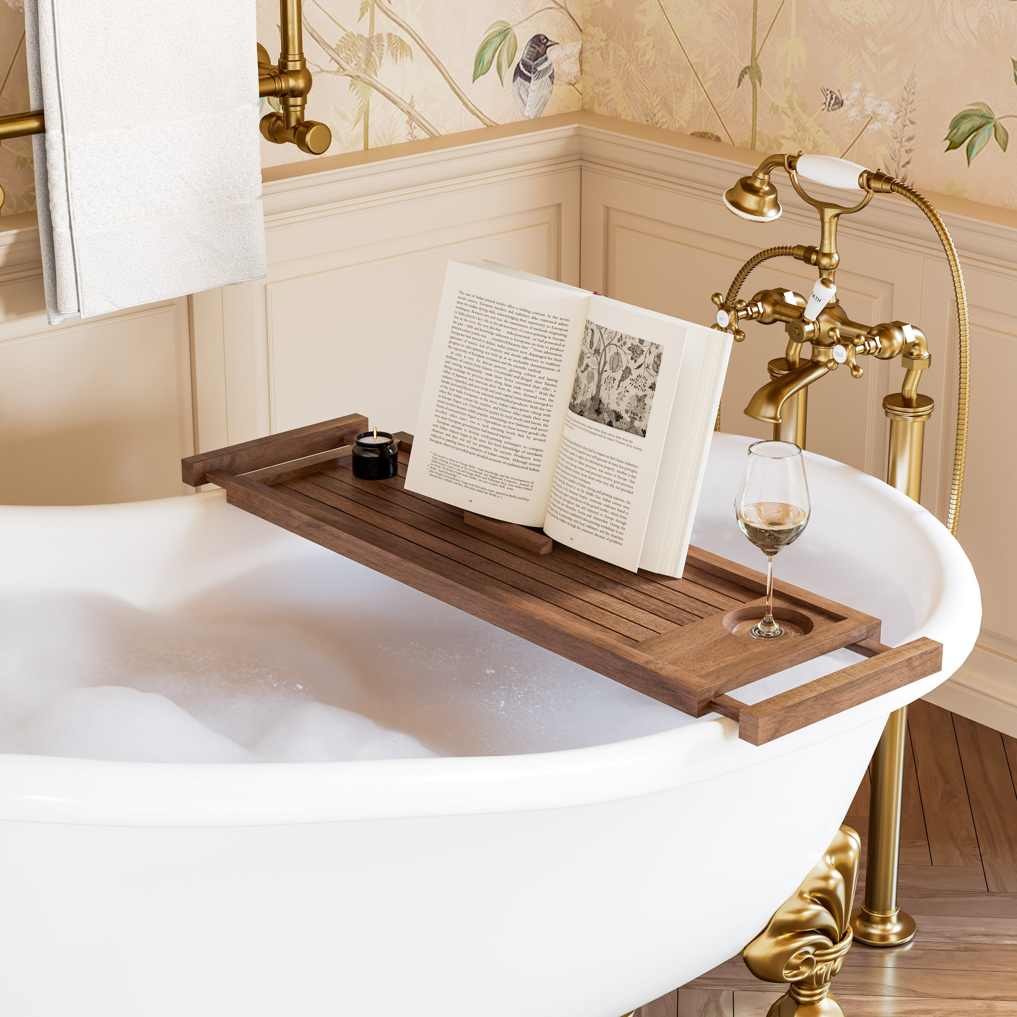 Expandable Acacia Bathtub Tray